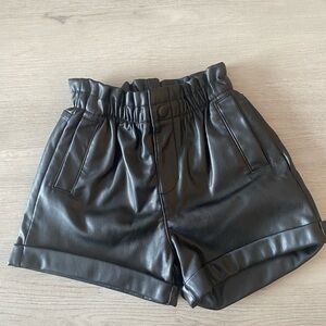 Zara High Waist Black Leather Shorts